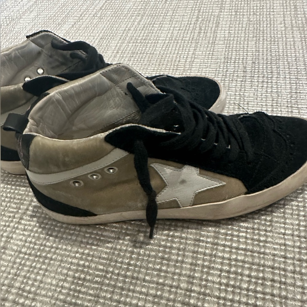 Golden Goose Deluxe Brand GGDB Mid Star Black and Taupe Suede Sneakers Size 37